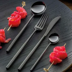 Viadurini Kitchen Besteck Set-24 Besteck aus poliertem Schmiedestahl in verschiedenen Ausführungen, Made in Italy - Osaka