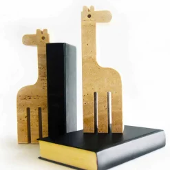 Viadurini Living Deko Artikel Und Wohnaccessoires-2 Buchstützen aus Travertinmarmor in Form einer Giraffe Made in Italy - Morra