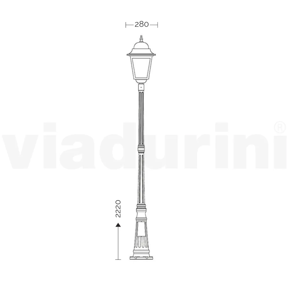 Viadurini Lighting Gartenlampion-222 cm hohe Außenlampe aus Glas und Aluminiumdruckguss - Alchemist