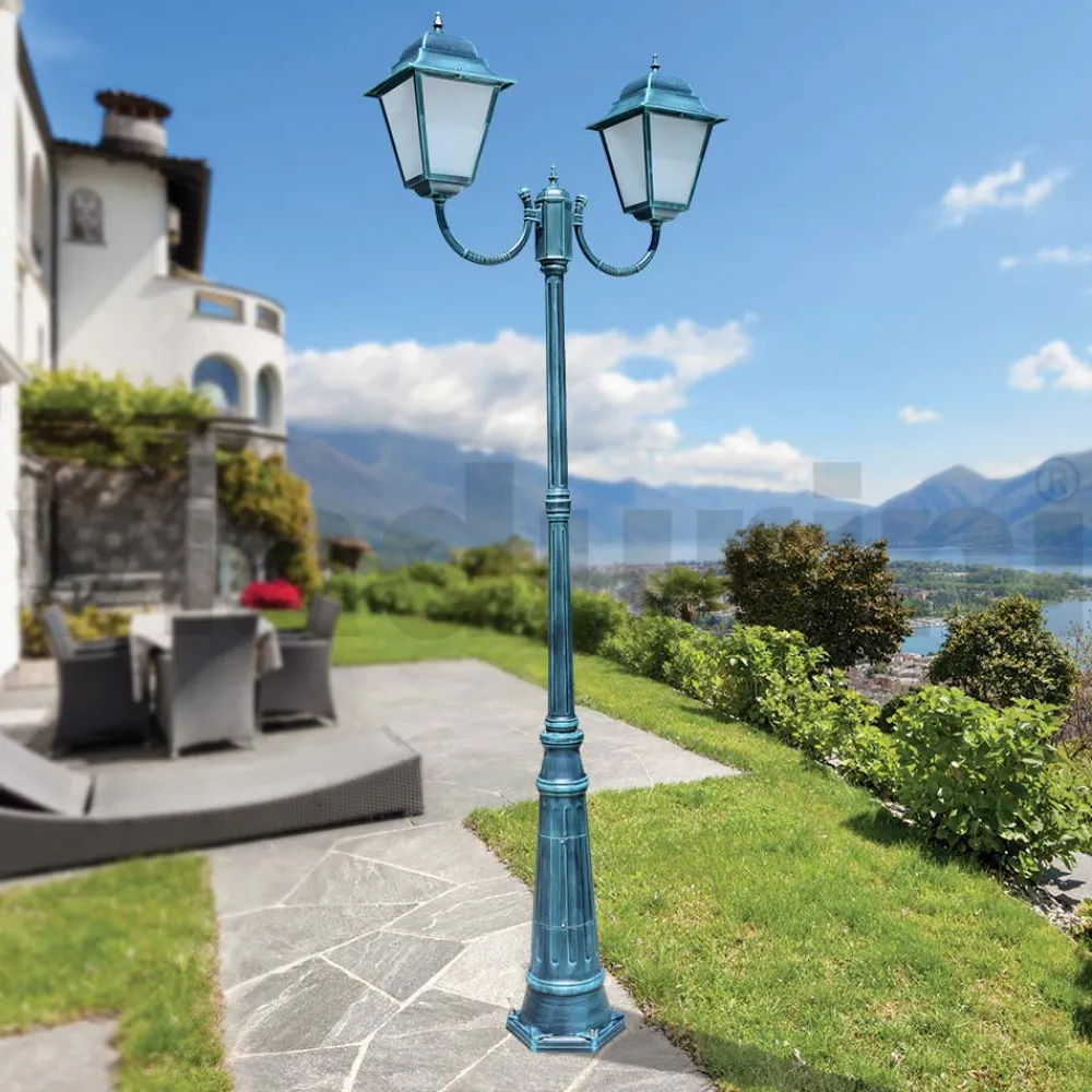 Viadurini Lighting Gartenlampion-259 cm hohe Außenlampe aus Glas und Aluminiumdruckguss - Alchemist