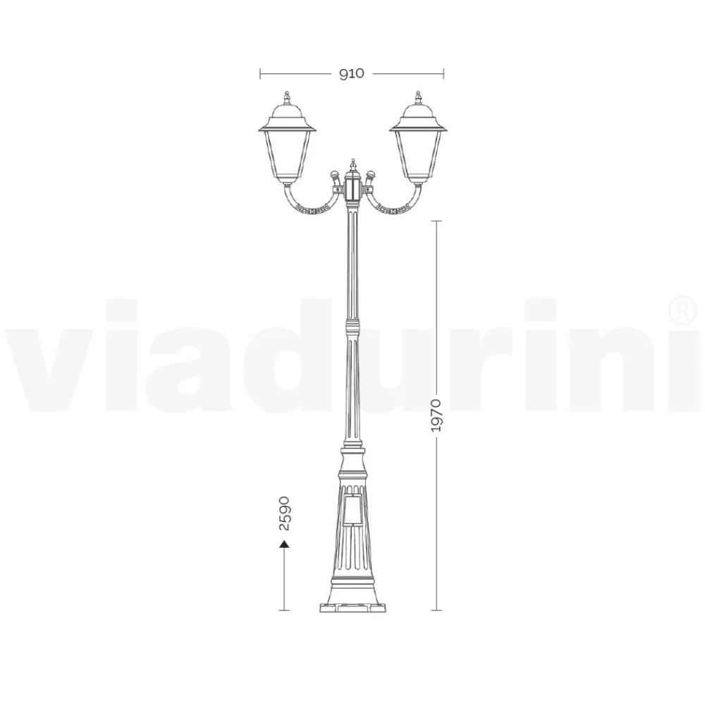 Viadurini Lighting Gartenlampion-259 cm hohe Außenlampe aus Glas und Aluminiumdruckguss - Alchemist