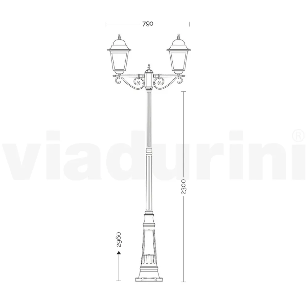 Viadurini Lighting Gartenlampion-296 cm hohe Außenlampe aus Glas und Aluminiumdruckguss - Alchemist