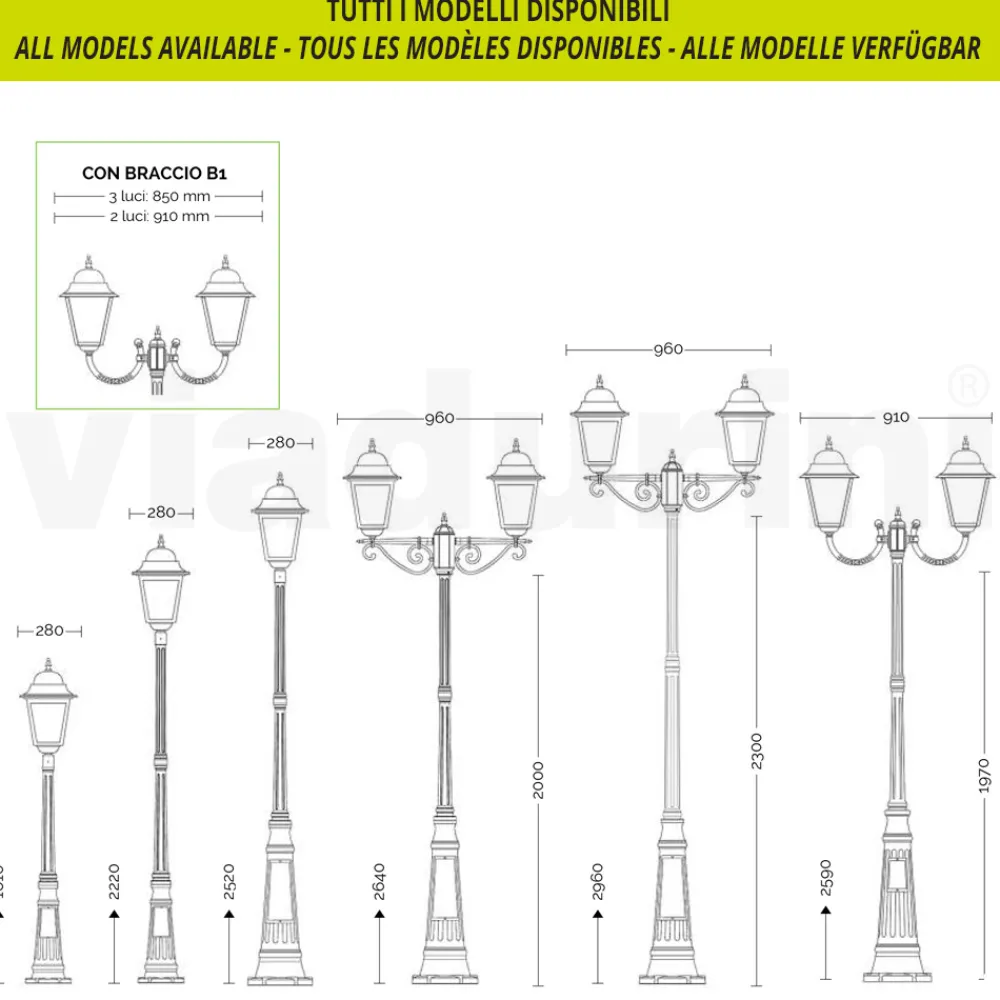 Viadurini Lighting Gartenlampion-296 cm hohe Außenlampe aus Glas und Aluminiumdruckguss - Alchemist