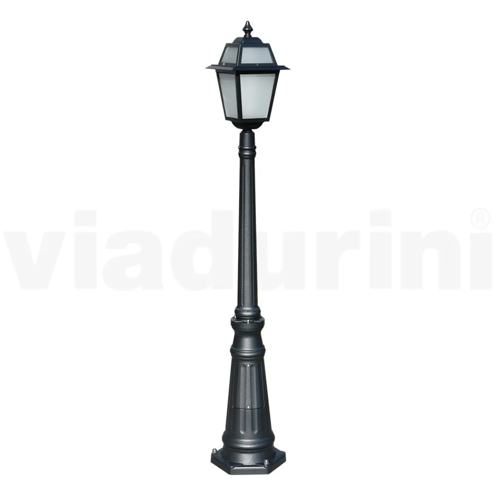 Viadurini Lighting Gartenlampion-152 cm hohe Gartenlampe aus anthrazitfarbenem Aluminium und sandgestrahltem Glas - Elric
