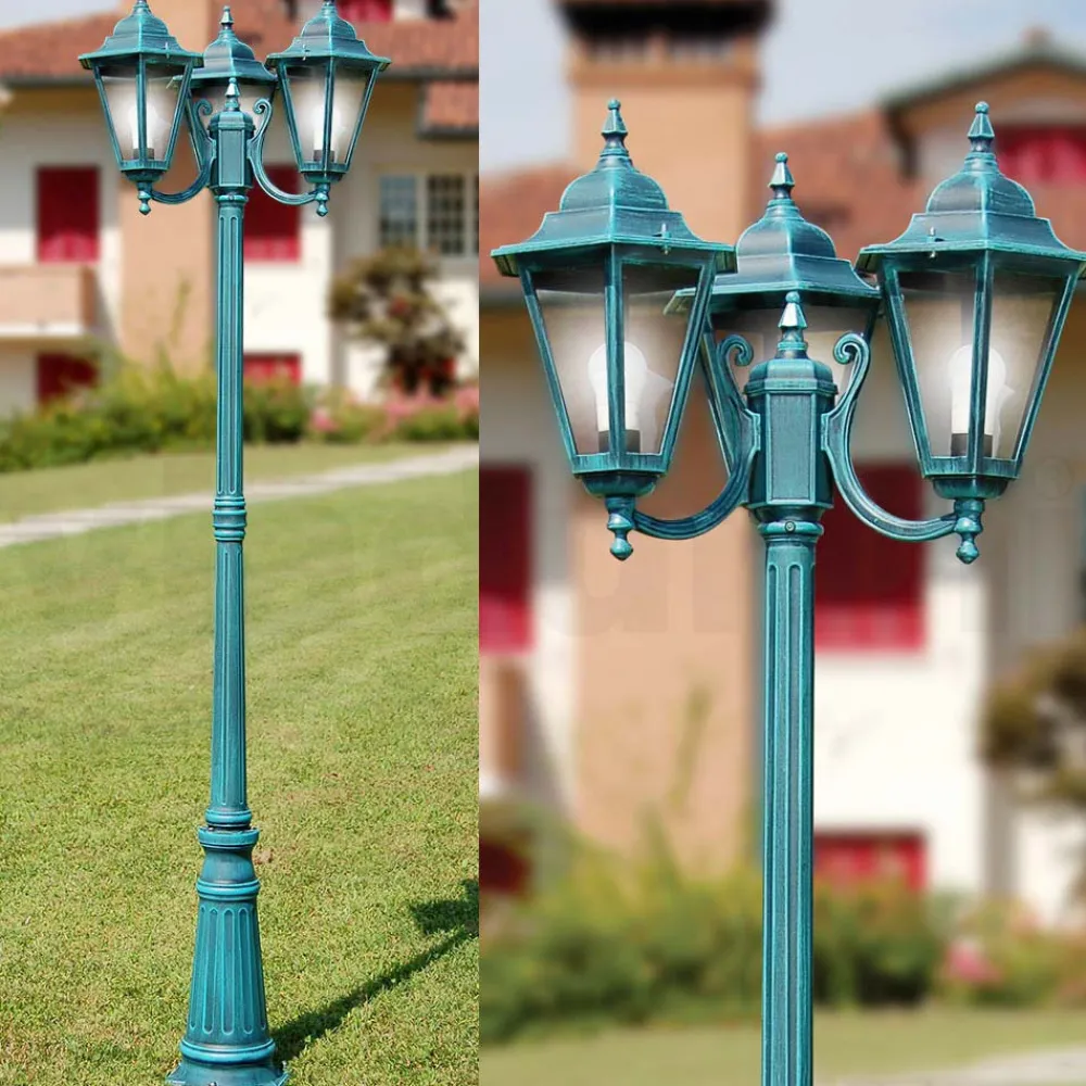 Viadurini Lighting Gartenlampion-211 cm hohe Gartenlampe aus Glas und 5 Aluminiumausführungen - Pinako