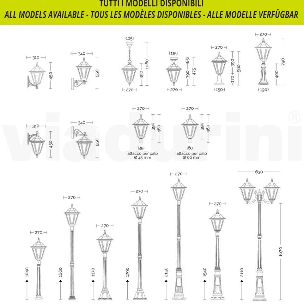 Viadurini Lighting Gartenlampion-179 cm hohe Gartenlampe aus Glas und 5 Aluminiumausführungen - Pinako