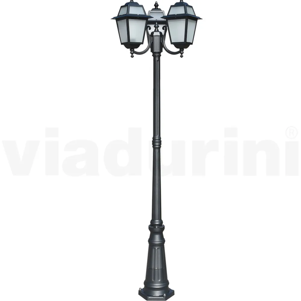 Viadurini Lighting Gartenlampion-208 cm hohe Gartenlampe aus anthrazitfarbenem Aluminium und sandgestrahltem Glas - Elric