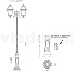 Viadurini Lighting Gartenlampion-208 cm hohe Gartenlampe aus anthrazitfarbenem Aluminium und sandgestrahltem Glas - Elric