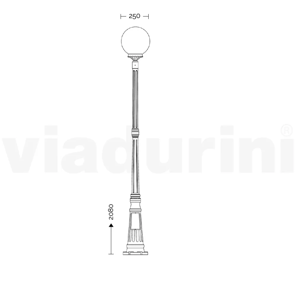 Viadurini Lighting Gartenlampion-208 cm hohe Straßenlaterne aus weißem Acryl und Aluminium, hergestellt in Italien - Trovabianco