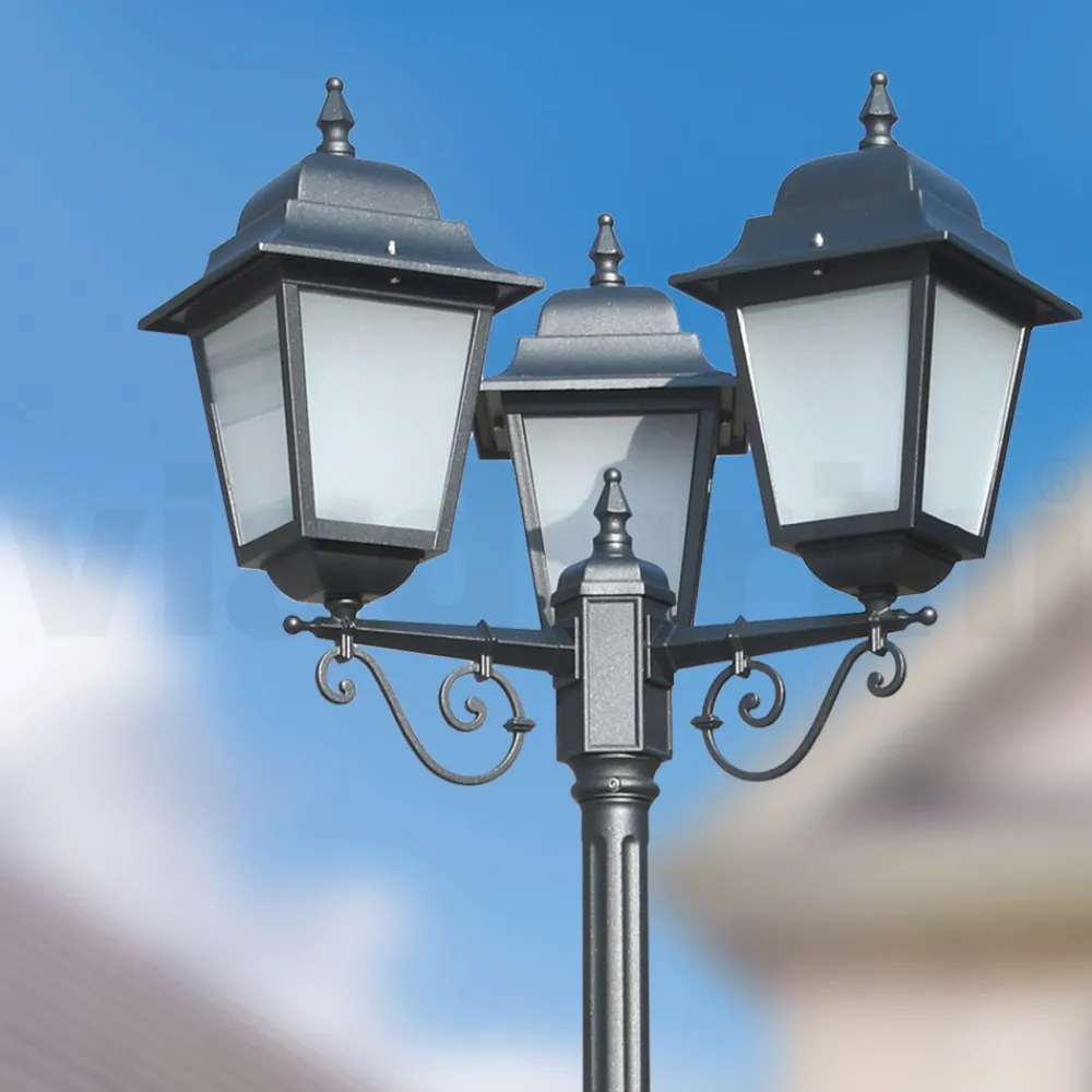 Viadurini Lighting Gartenlampion-249 cm hohe Straßenlaterne aus Anthrazitglas und Aluminium Made in Italy - Scintilla