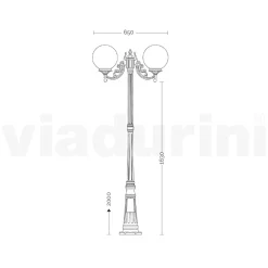 Viadurini Lighting Gartenlampion-200 cm hohe Straßenlaterne aus schwarzem Acryl und Aluminium, hergestellt in Italien - Trovanero