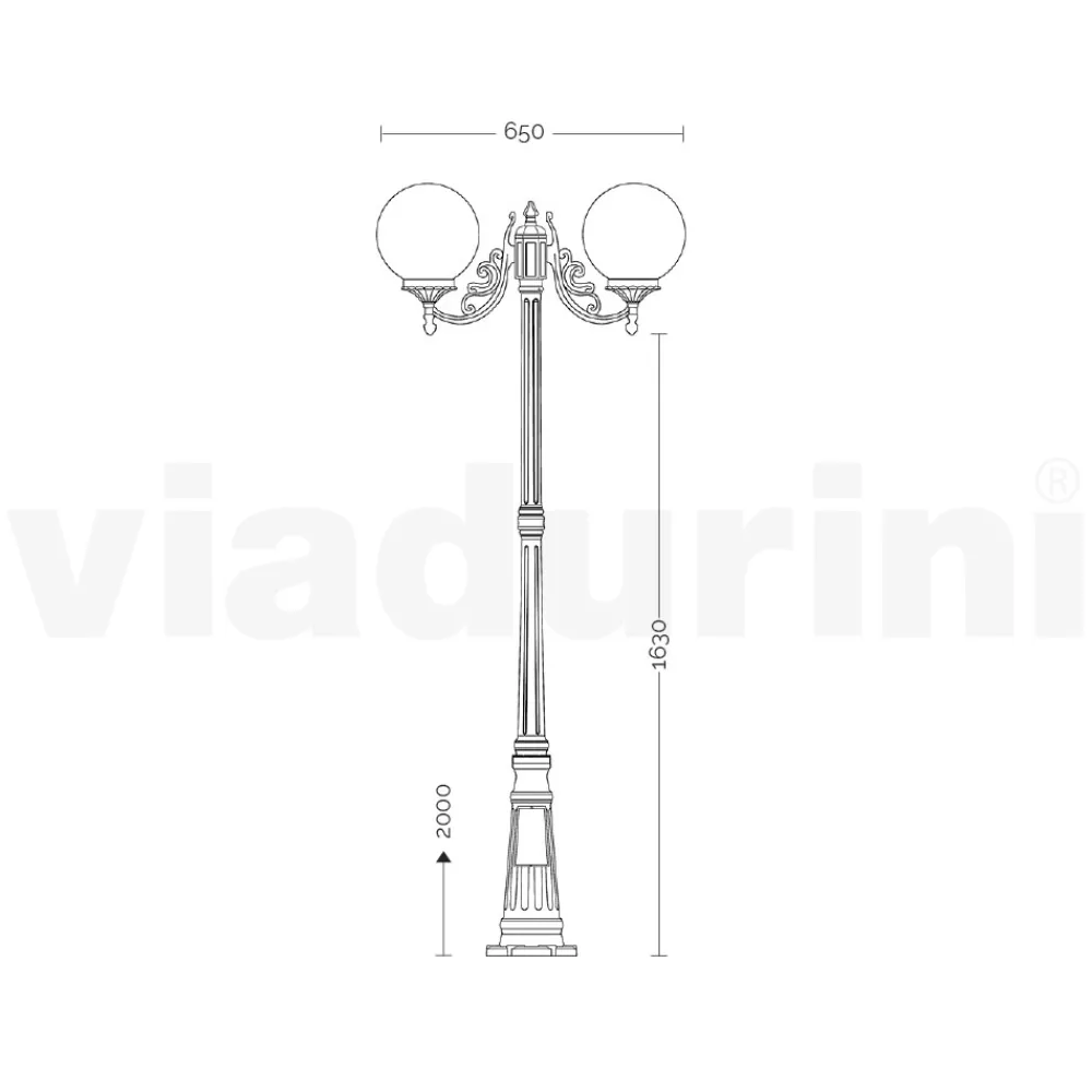 Viadurini Lighting Gartenlampion-200 cm hohe Straßenlaterne aus schwarzem Acryl und Aluminium, hergestellt in Italien - Trovanero