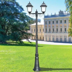 Viadurini Lighting Gartenlampion-219 cm hohe Straßenlaterne aus Anthrazitglas und Aluminium Made in Italy - Scintilla