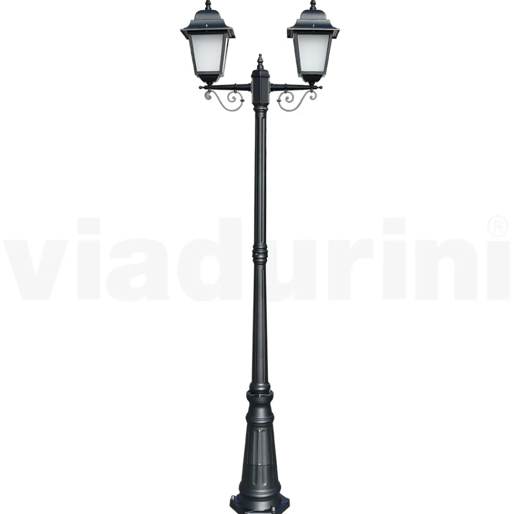 Viadurini Lighting Gartenlampion-219 cm hohe Straßenlaterne aus Anthrazitglas und Aluminium Made in Italy - Scintilla
