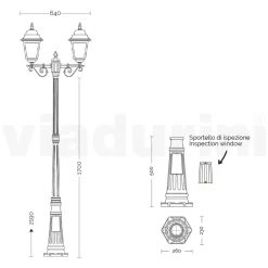 Viadurini Lighting Gartenlampion-219 cm hohe Straßenlaterne aus Anthrazitglas und Aluminium Made in Italy - Scintilla