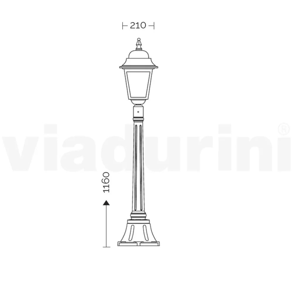 Viadurini Lighting Gartenlampion-116 cm hohe Straßenlaterne aus Anthrazitglas und Aluminium Made in Italy - Scintilla