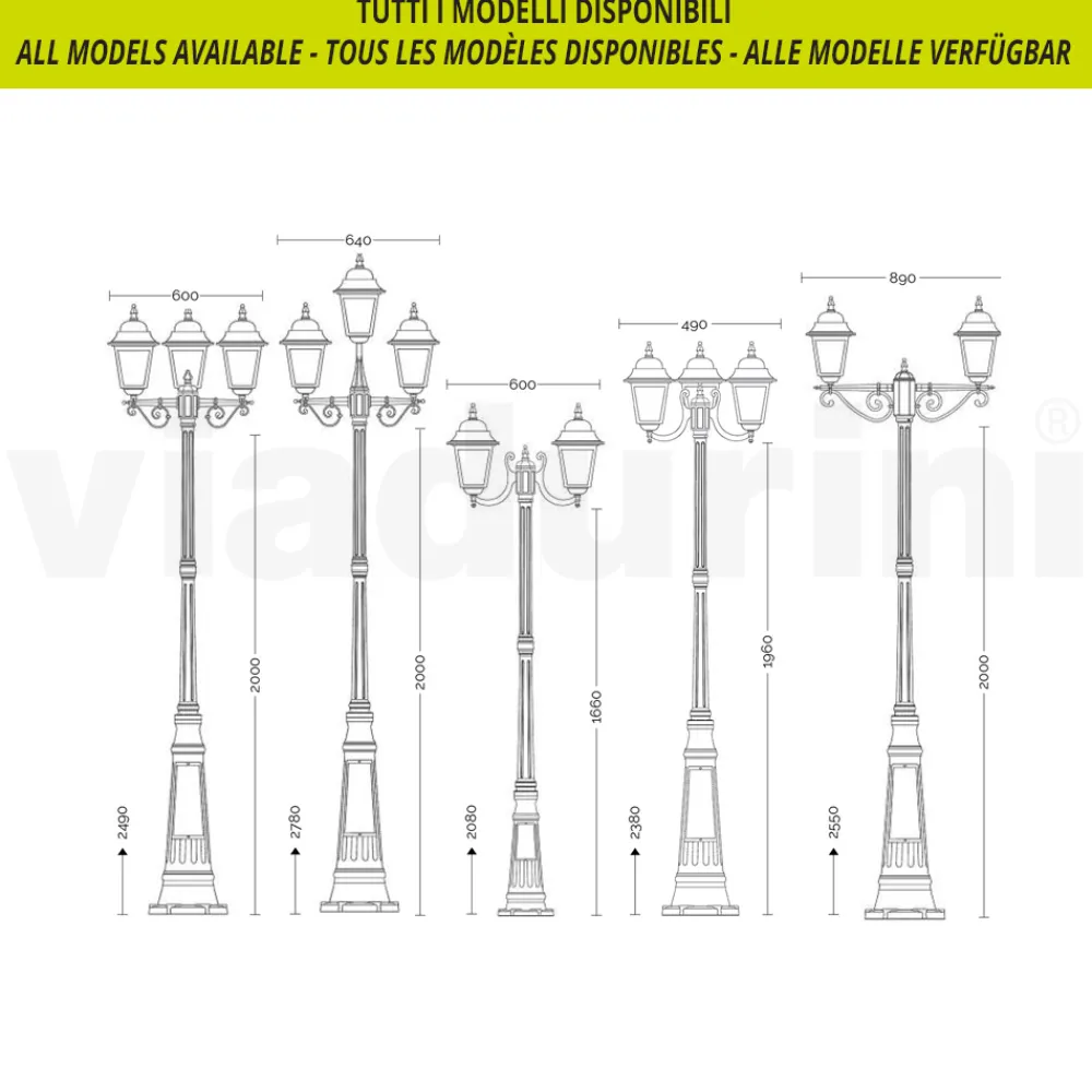 Viadurini Lighting Gartenlampion-116 cm hohe Straßenlaterne aus Anthrazitglas und Aluminium Made in Italy - Scintilla