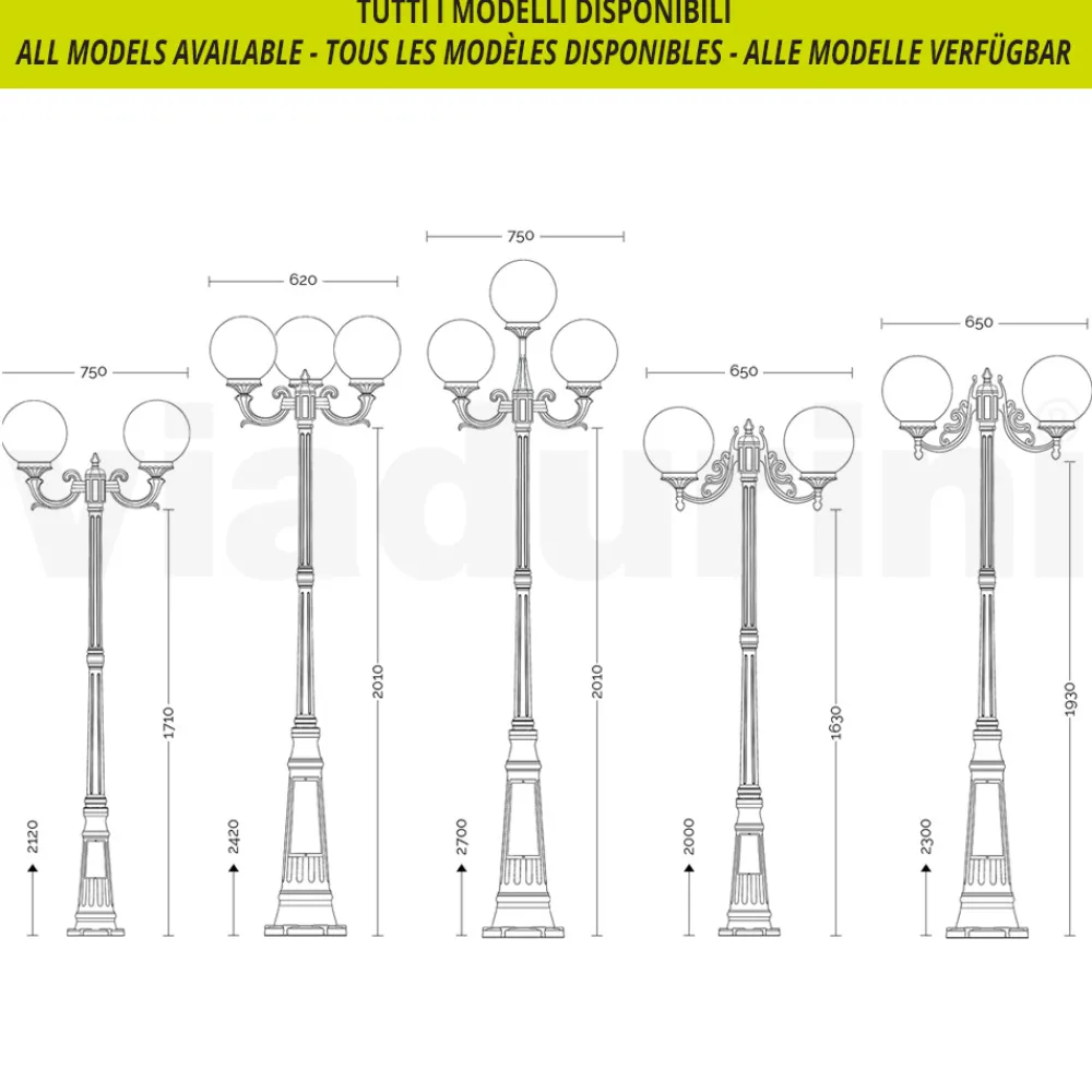 Viadurini Lighting Gartenlampion-172 cm hohe Straßenlaterne aus weißem Acryl und Aluminium, hergestellt in Italien - Trovabianco