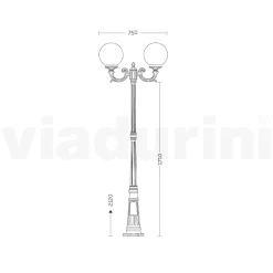 Viadurini Lighting Gartenlampion-212 cm hohe Straßenlaterne aus schwarzem Acryl und Aluminium, hergestellt in Italien - Trovanero