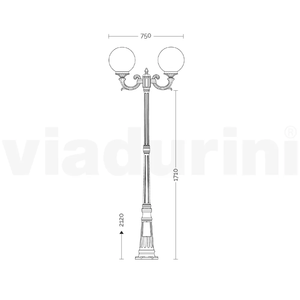 Viadurini Lighting Gartenlampion-212 cm hohe Straßenlaterne aus schwarzem Acryl und Aluminium, hergestellt in Italien - Trovanero