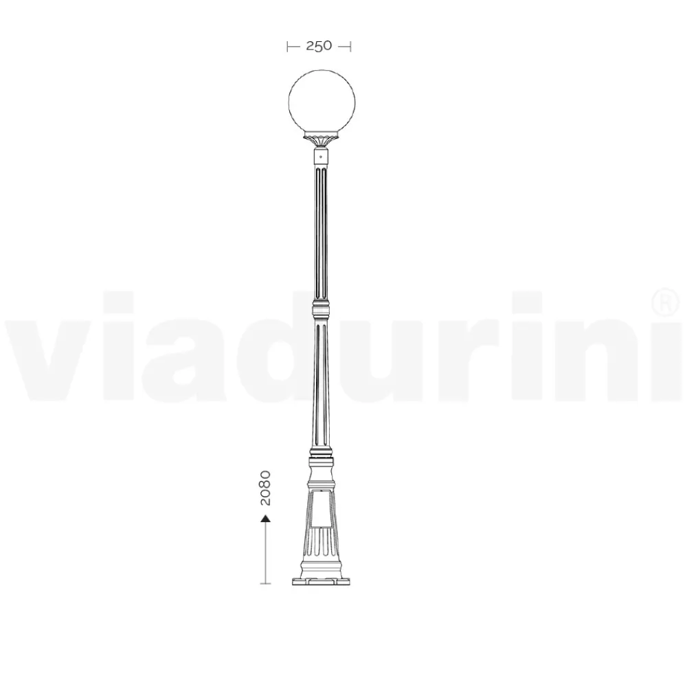Viadurini Lighting Gartenlampion-208 cm hohe Straßenlaterne aus Acryl und anthrazitfarbenem Aluminium. Hergestellt in Italien - Trovaantracite