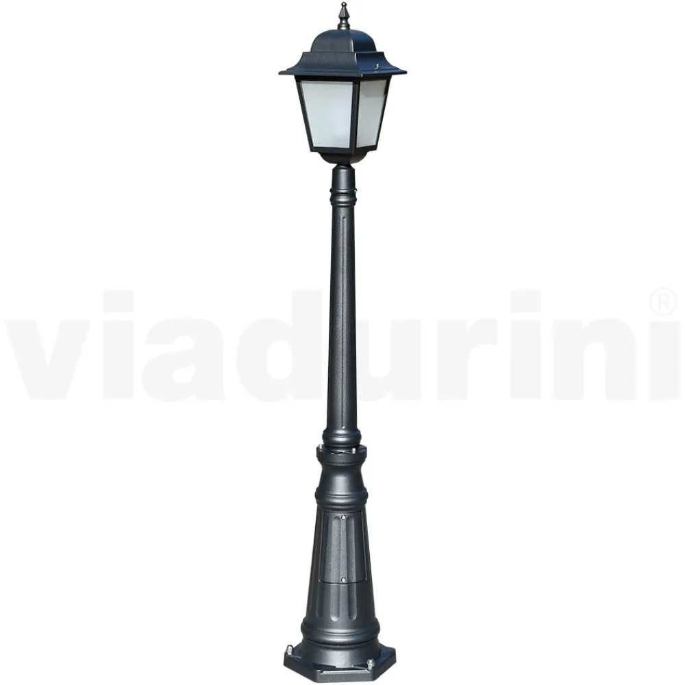 Viadurini Lighting Gartenlampion-152 cm hohe Straßenlaterne aus Anthrazitglas und Aluminium Made in Italy - Scintilla