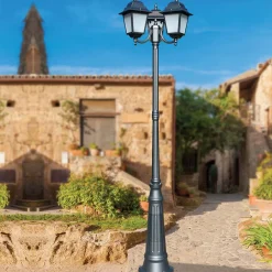 Viadurini Lighting Gartenlampion-238 cm hohe Straßenlaterne aus Anthrazitglas und Aluminium Made in Italy - Scintilla