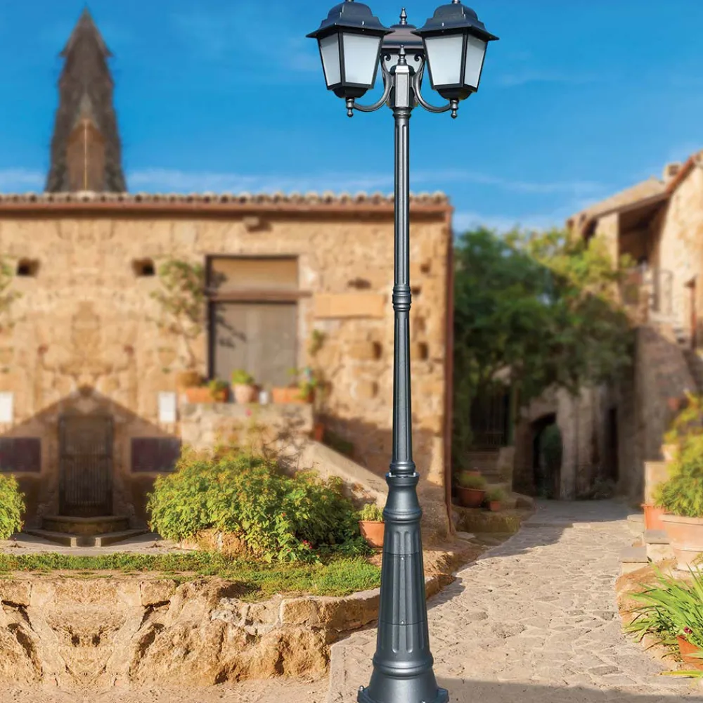 Viadurini Lighting Gartenlampion-238 cm hohe Straßenlaterne aus Anthrazitglas und Aluminium Made in Italy - Scintilla