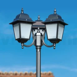 Viadurini Lighting Gartenlampion-238 cm hohe Straßenlaterne aus Anthrazitglas und Aluminium Made in Italy - Scintilla