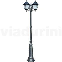 Viadurini Lighting Gartenlampion-238 cm hohe Straßenlaterne aus Anthrazitglas und Aluminium Made in Italy - Scintilla