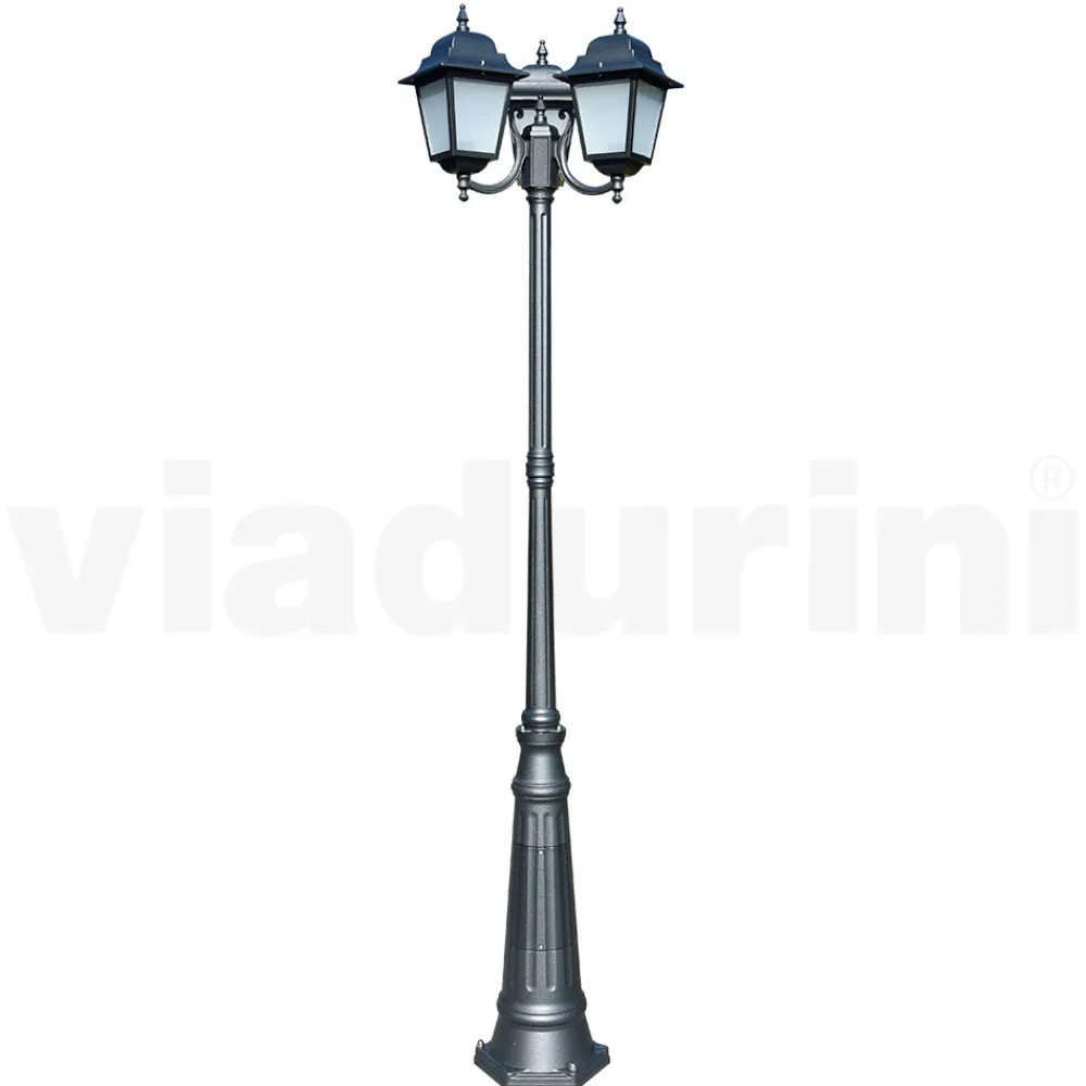 Viadurini Lighting Gartenlampion-238 cm hohe Straßenlaterne aus Anthrazitglas und Aluminium Made in Italy - Scintilla