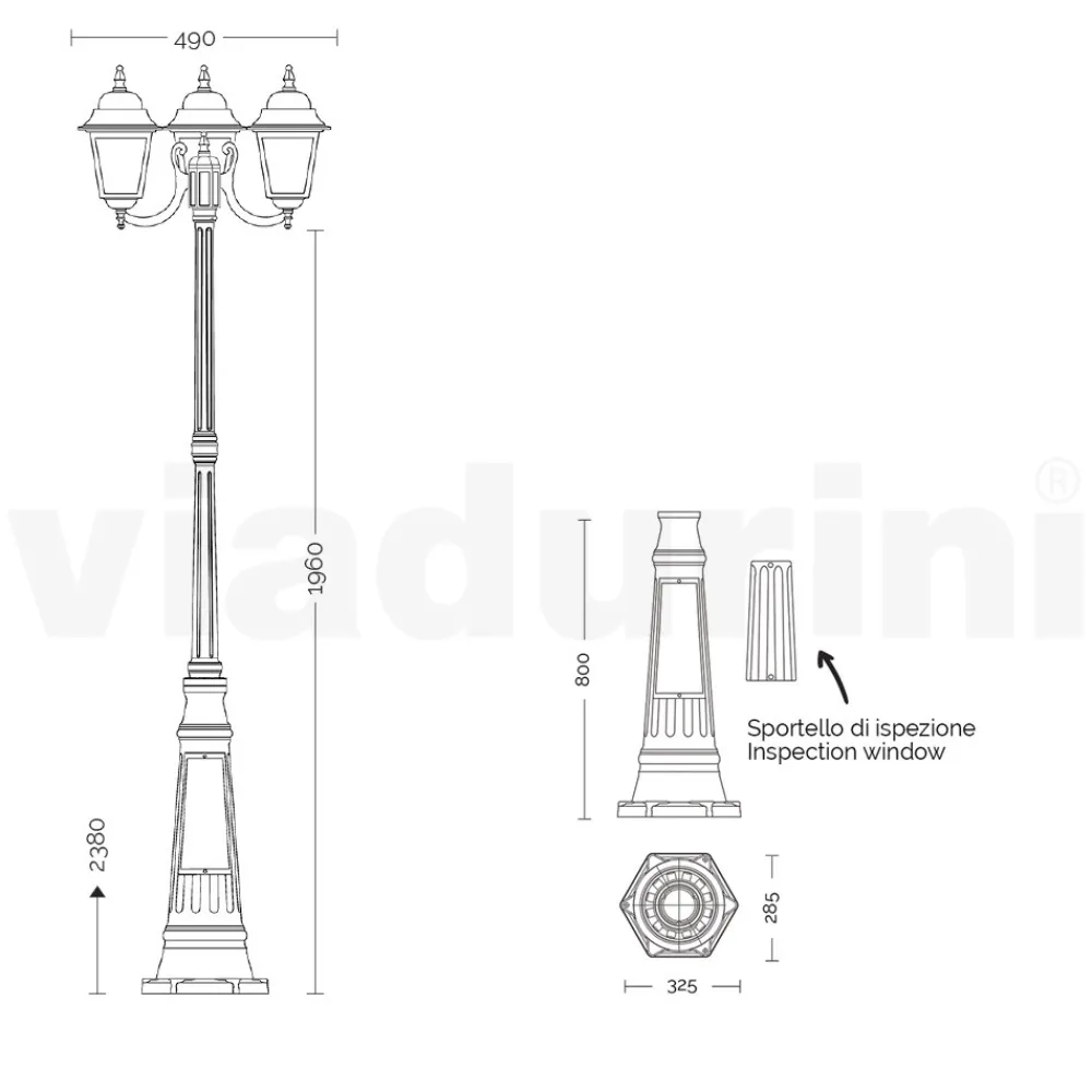 Viadurini Lighting Gartenlampion-238 cm hohe Straßenlaterne aus Anthrazitglas und Aluminium Made in Italy - Scintilla