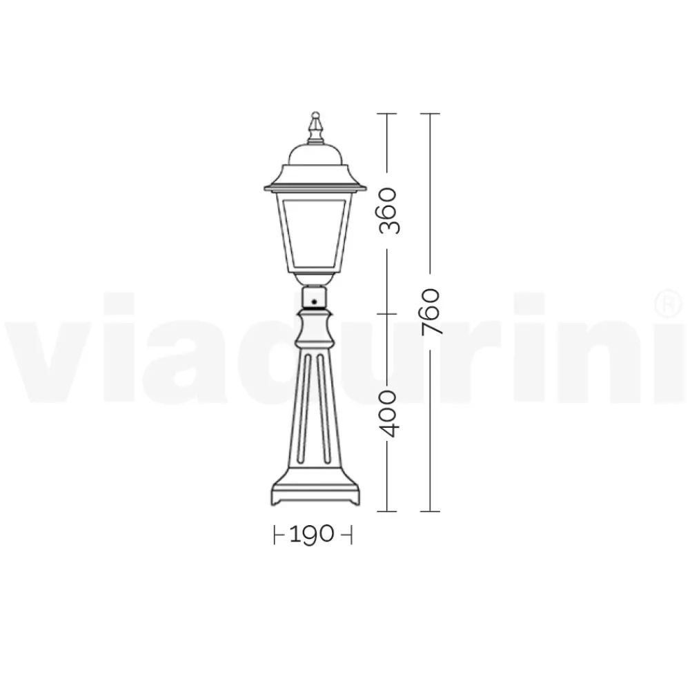 Viadurini Lighting Gartenlampion-76 cm hohe Straßenlaterne aus Anthrazitglas und Aluminium Made in Italy - Scintilla