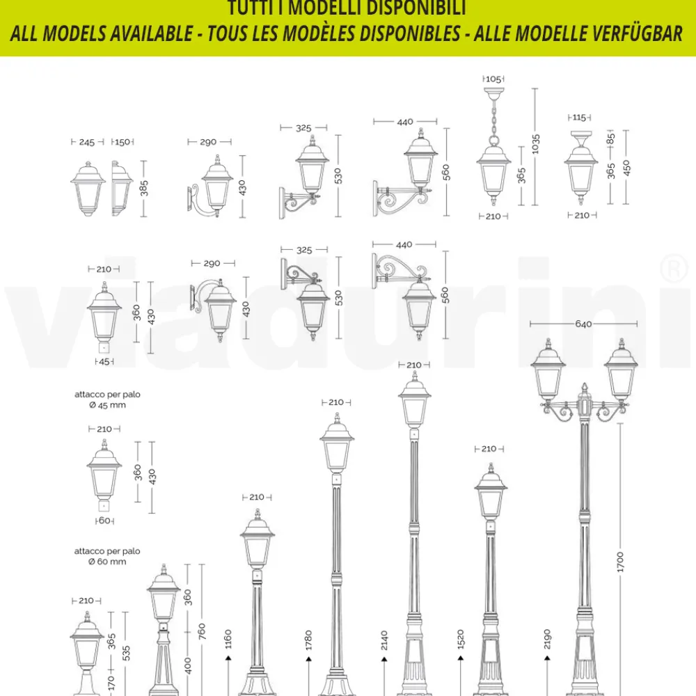 Viadurini Lighting Gartenlampion-76 cm hohe Straßenlaterne aus Anthrazitglas und Aluminium Made in Italy - Scintilla