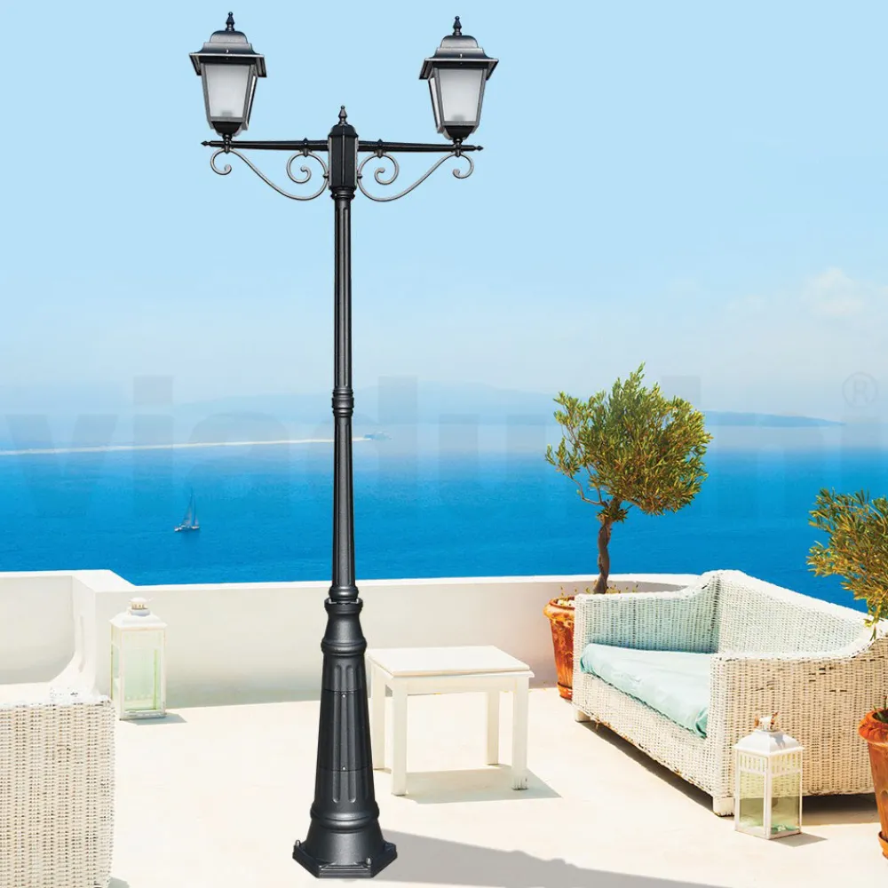 Viadurini Lighting Gartenlampion-255 cm hohe Straßenlaterne aus Anthrazitglas und Aluminium Made in Italy - Scintilla