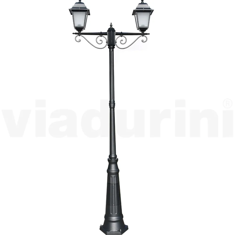 Viadurini Lighting Gartenlampion-255 cm hohe Straßenlaterne aus Anthrazitglas und Aluminium Made in Italy - Scintilla