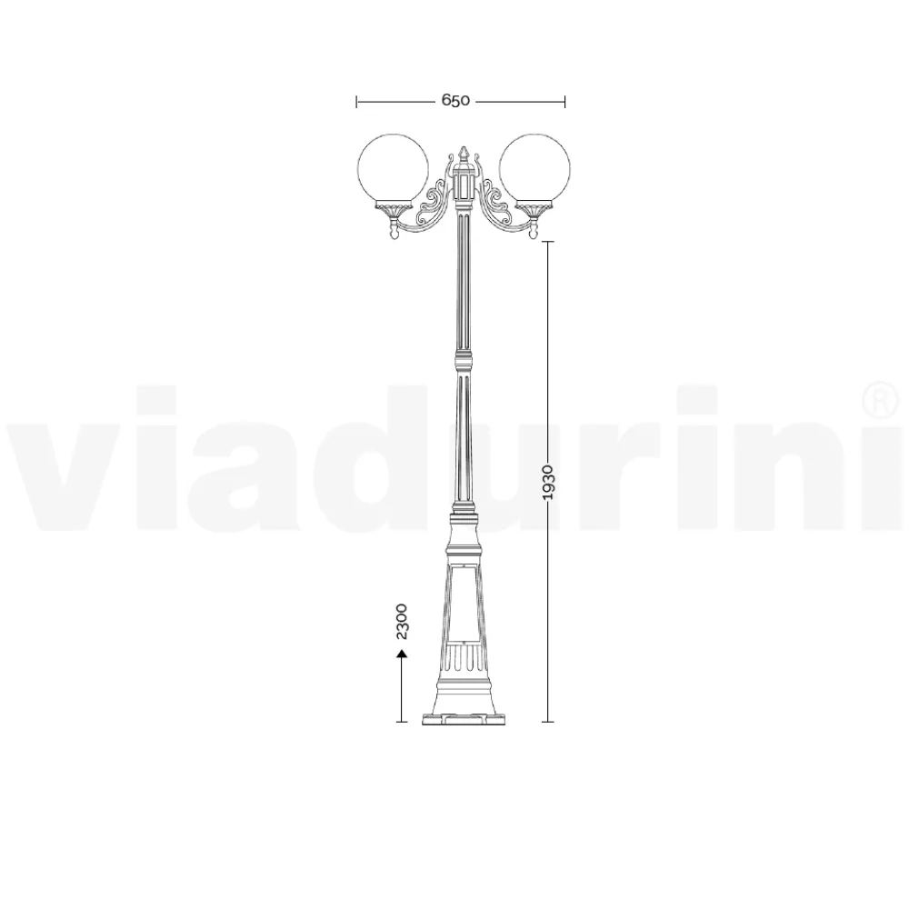 Viadurini Lighting Gartenlampion-230 cm hohe Straßenlaterne aus weißem Acryl und Aluminium, hergestellt in Italien - Trovabianco