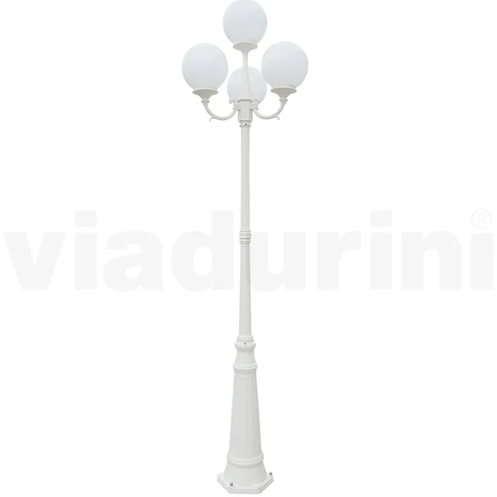 Viadurini Lighting Gartenlampion-270 cm hohe Straßenlaterne aus weißem Acryl und Aluminium, hergestellt in Italien - Trovabianco