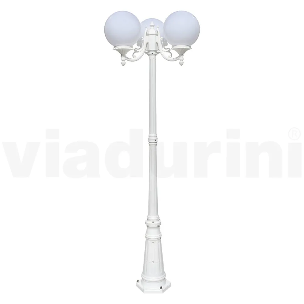Viadurini Lighting Gartenlampion-200 cm hohe Straßenlaterne aus weißem Acryl und Aluminium, hergestellt in Italien - Trovabianco