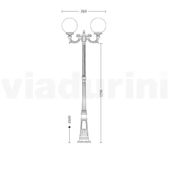 Viadurini Lighting Gartenlampion-212 cm hohe Straßenlaterne aus weißem Acryl und Aluminium, hergestellt in Italien - Trovabianco