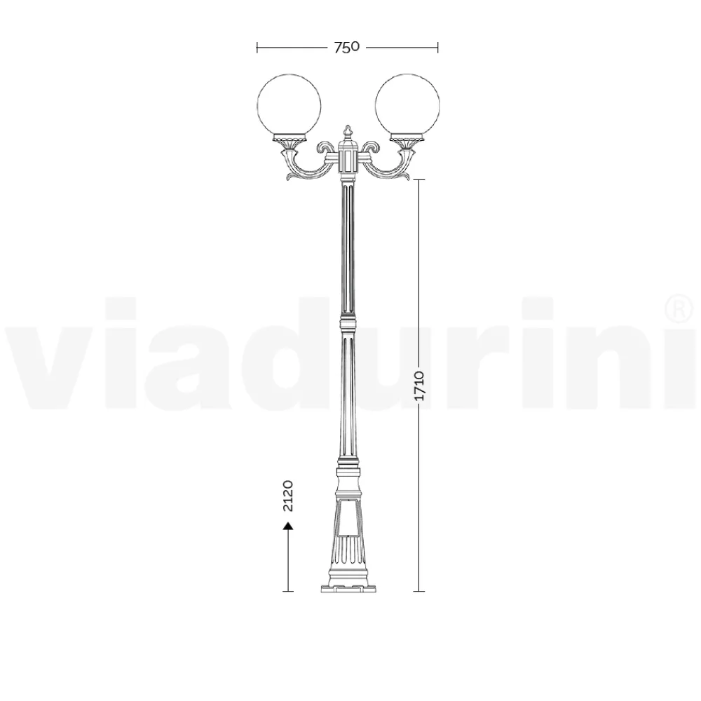 Viadurini Lighting Gartenlampion-212 cm hohe Straßenlaterne aus weißem Acryl und Aluminium, hergestellt in Italien - Trovabianco