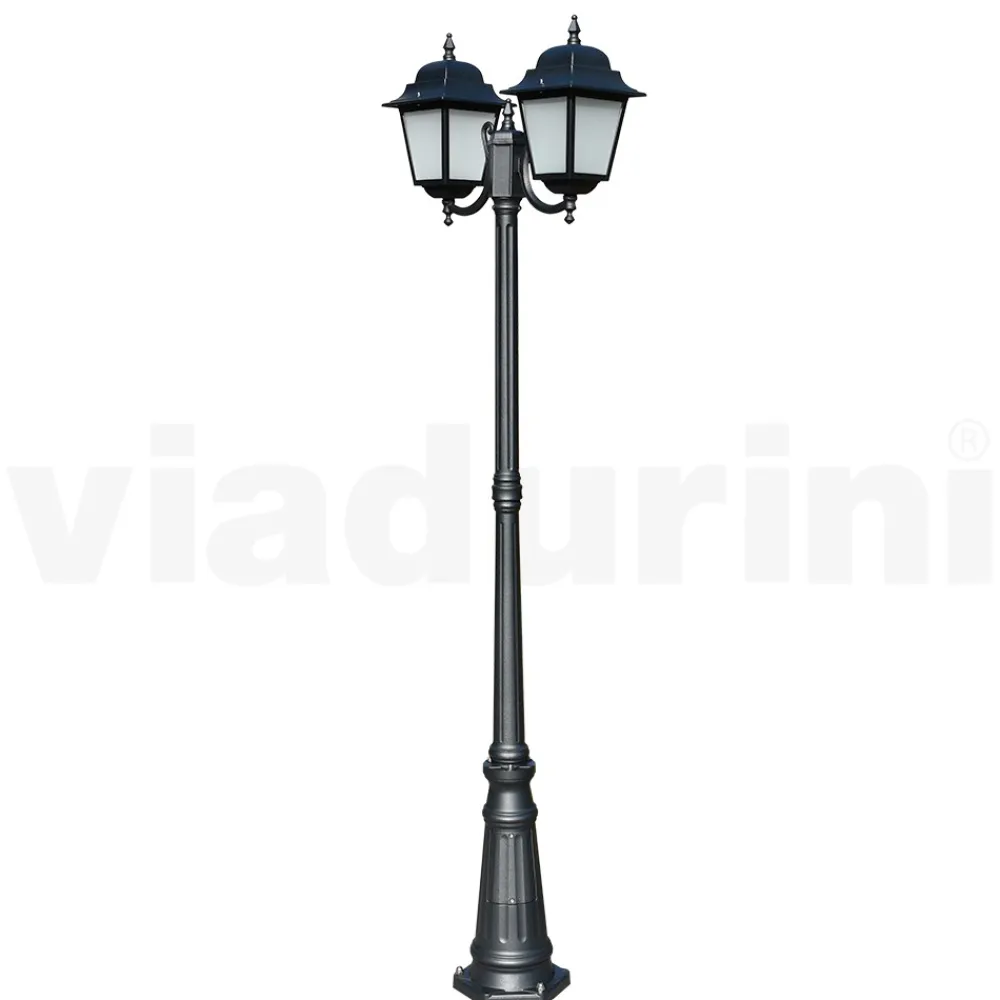 Viadurini Lighting Gartenlampion-208 cm hohe Straßenlaterne aus Anthrazitglas und Aluminium Made in Italy - Scintilla