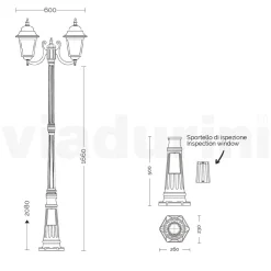Viadurini Lighting Gartenlampion-208 cm hohe Straßenlaterne aus Anthrazitglas und Aluminium Made in Italy - Scintilla