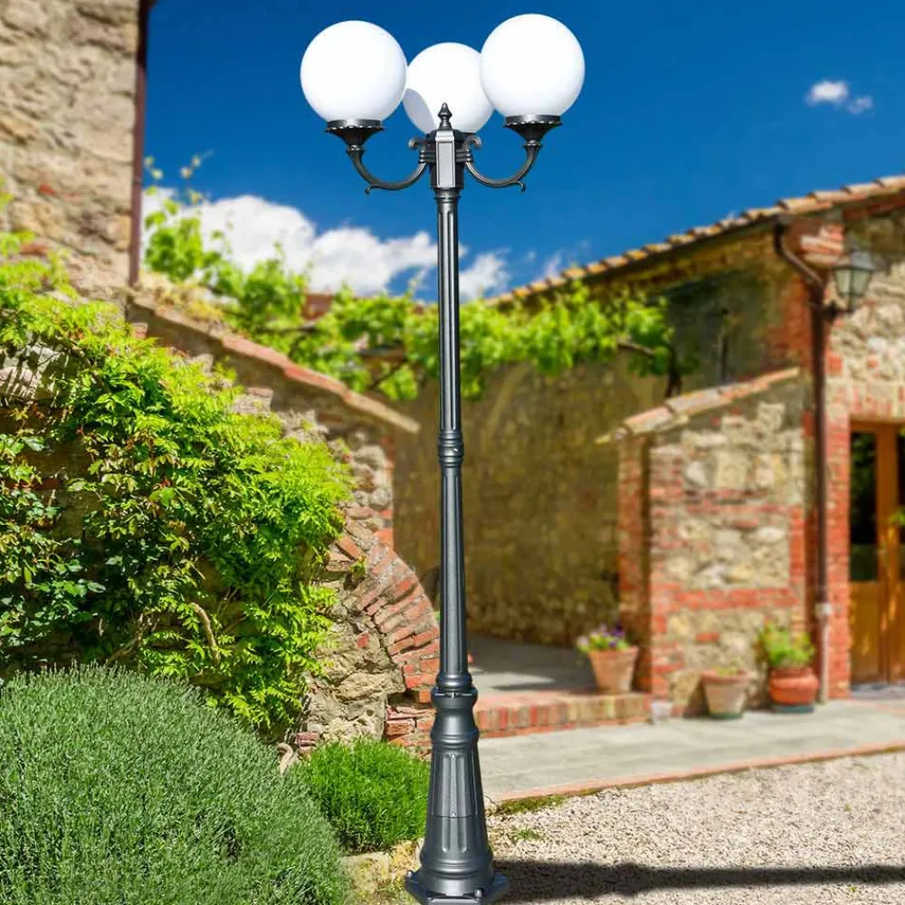 Viadurini Lighting Gartenlampion-212 cm hohe Straßenlaterne aus Acryl und anthrazitfarbenem Aluminium. Hergestellt in Italien - Trovaantracite