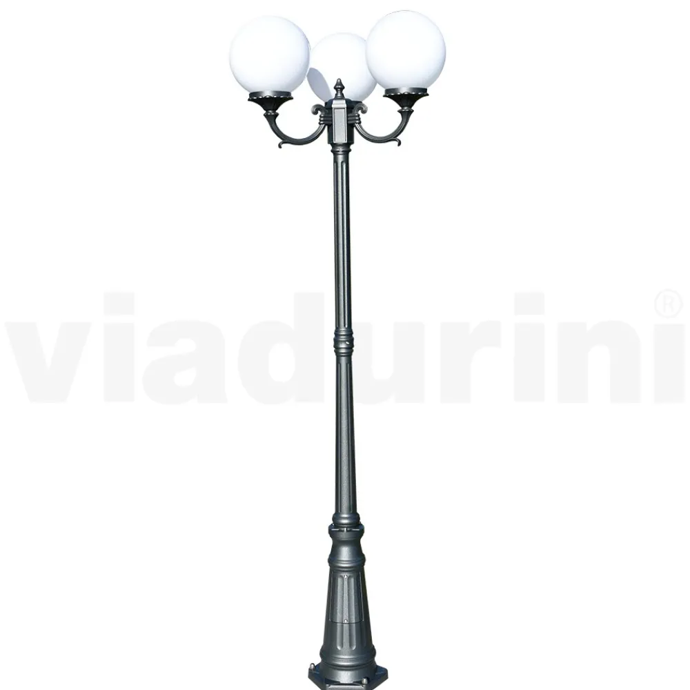 Viadurini Lighting Gartenlampion-212 cm hohe Straßenlaterne aus Acryl und anthrazitfarbenem Aluminium. Hergestellt in Italien - Trovaantracite