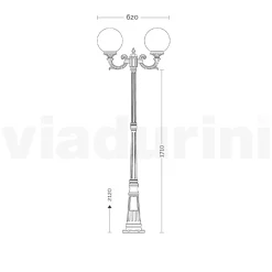 Viadurini Lighting Gartenlampion-212 cm hohe Straßenlaterne aus Acryl und anthrazitfarbenem Aluminium. Hergestellt in Italien - Trovaantracite