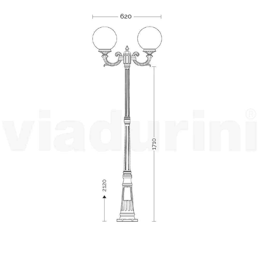 Viadurini Lighting Gartenlampion-212 cm hohe Straßenlaterne aus Acryl und anthrazitfarbenem Aluminium. Hergestellt in Italien - Trovaantracite