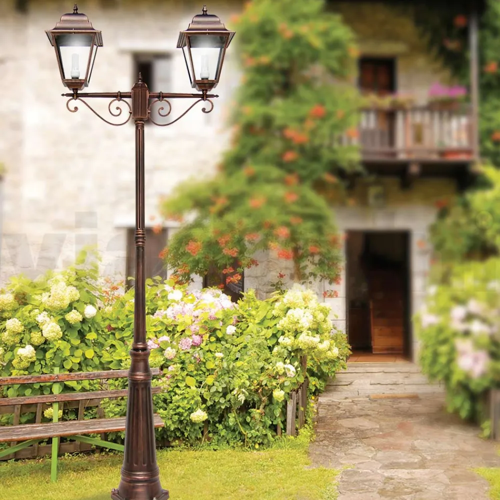 Viadurini Lighting Gartenlampion-264 cm hohe Straßenlaterne für den Garten aus Glas und Aluminiumdruckguss - Alchemist