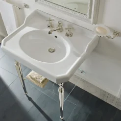 Viadurini Bathroom Vintage Waschbecken|Keramikwaschbecken-65 cm Keramik-Badezimmerkonsole mit Metallfüßen Made in Italy Nausica
