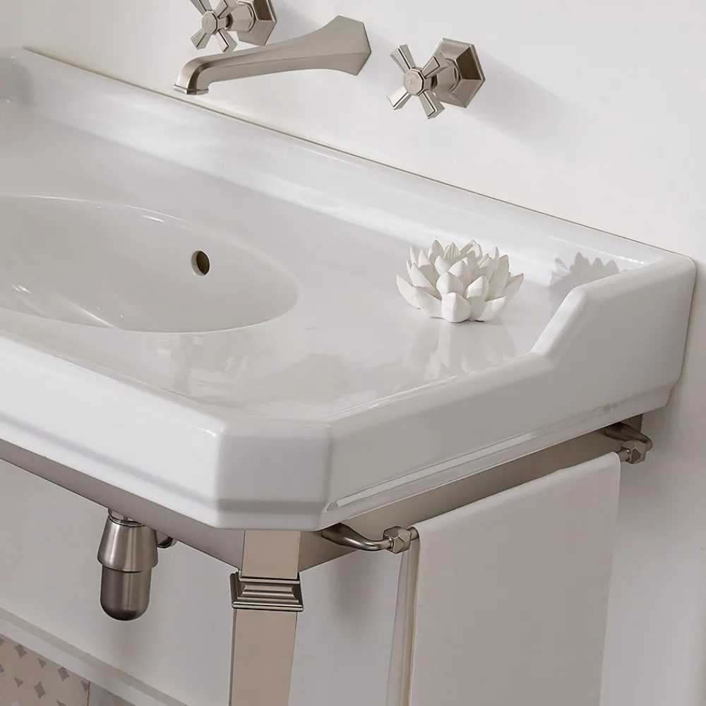 Viadurini Bathroom Vintage Waschbecken|Keramikwaschbecken-90 cm Vintage Badezimmerkonsole, weiße Keramik, mit Füßen Made in Italy - Nausica